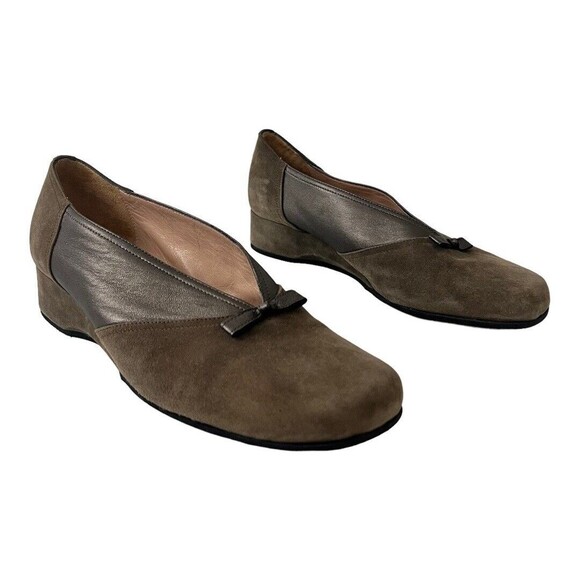 Anyi Lu Shoes Womens Size 39.5 US 9 Suede Leather Low Wedge Loafers - Picture 1 of 8
